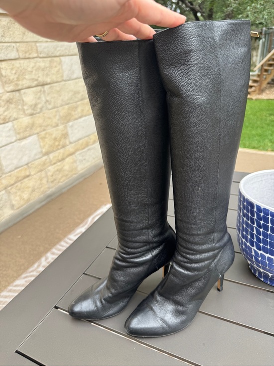 Jimmy Choo Shoes - Jimmy Choo Black Leather Knee-High Pointed Toe Boots